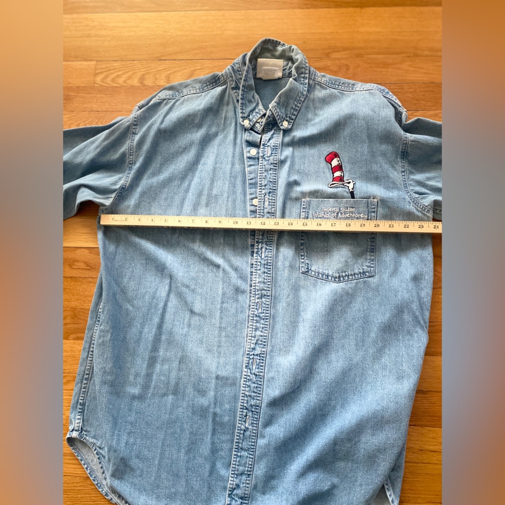 DR SEUSS Men's Denim Shirt with Embroidered Design SIZE XL